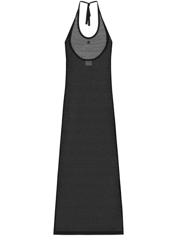 Chest Logo Detail Mesh Long Dress