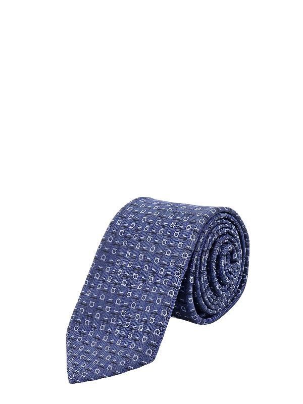 Gancini Pattern Silk Tie