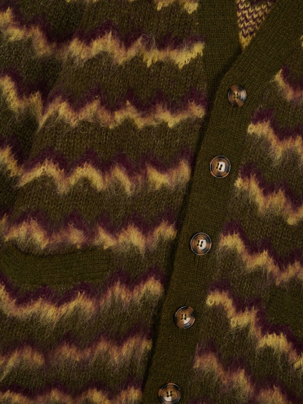 Zigzag Stripe Pattern Mohair Cardigan