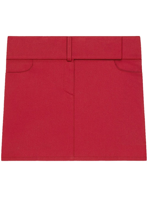Belted Cotton Blend Mini Skirt