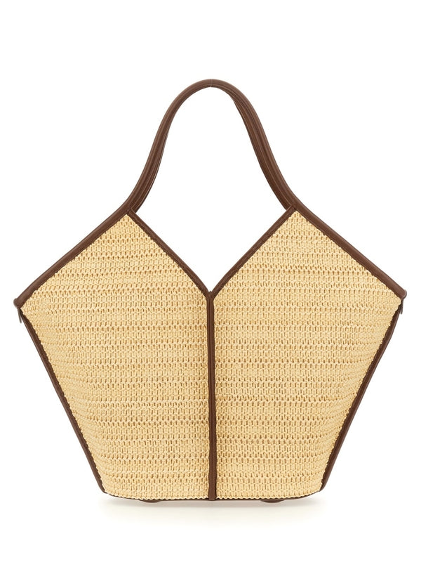 Calella Raffia Leather Tote Bag