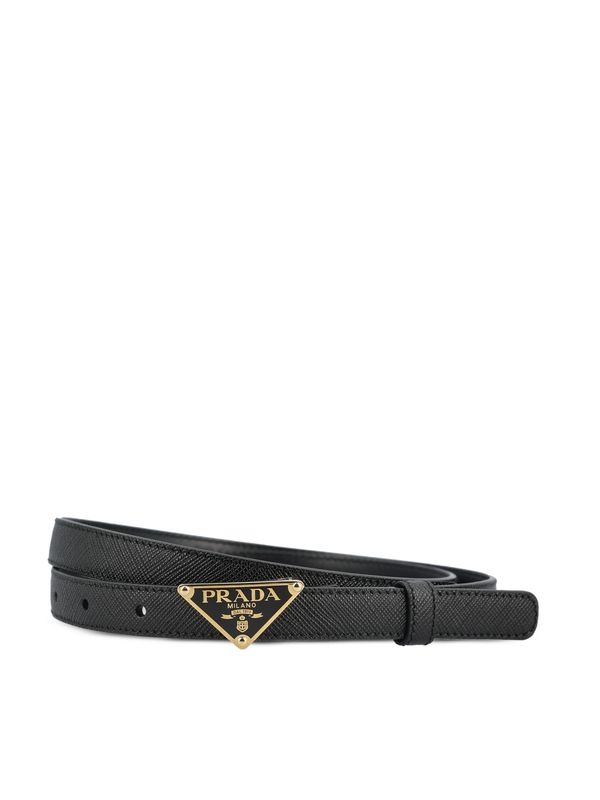 Triangle Logo Buckle Leather Belt