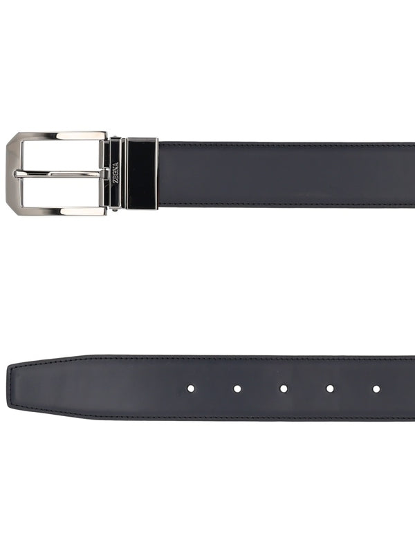Z Zegna Black Leather Belts