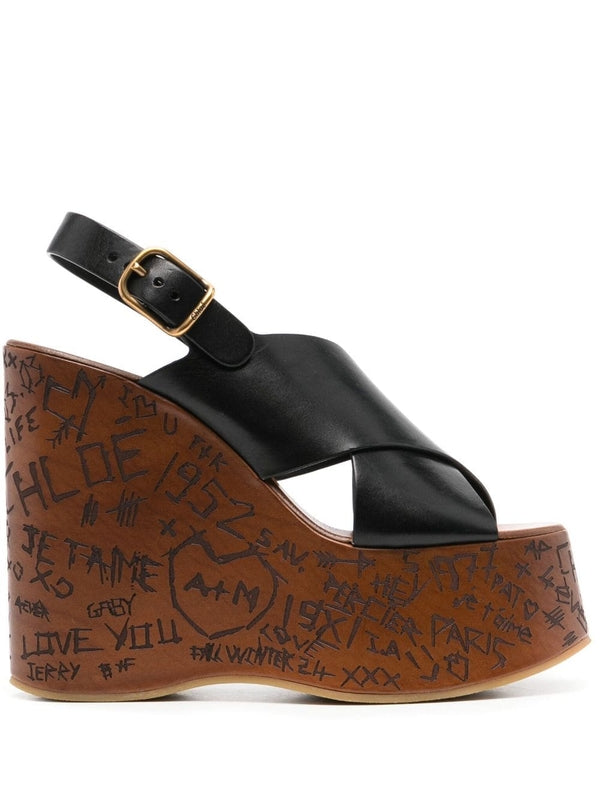 Maxime Leather Wedge Sandals