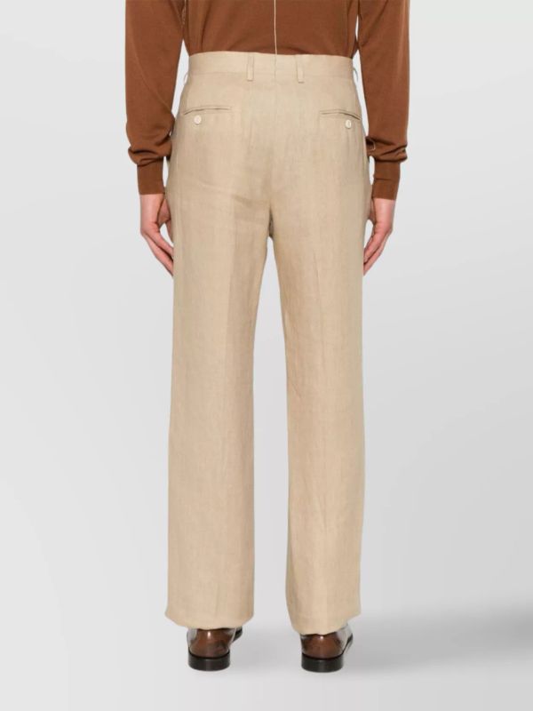 Beige Linen Tailored Pants