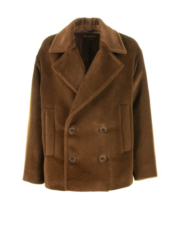 Double Breasted Alpaca Wool Peacoat