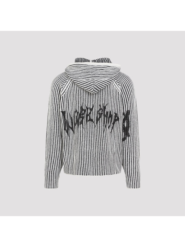 Logo Printing Wool Blend Hoodie Zip-Up