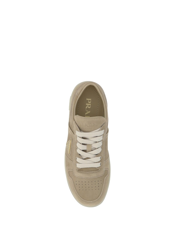 Triangular Logo Suede Low Top Sneakers