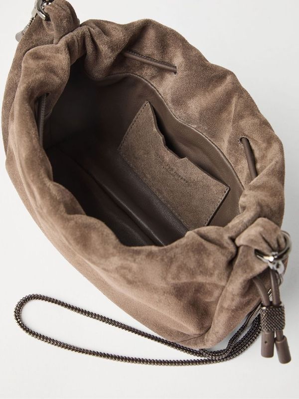 Chain Link
  Strap Suede Bucket Bag