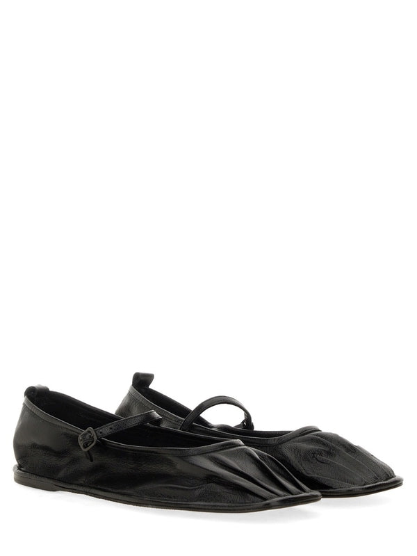 Black Lambskin Flat Shoes