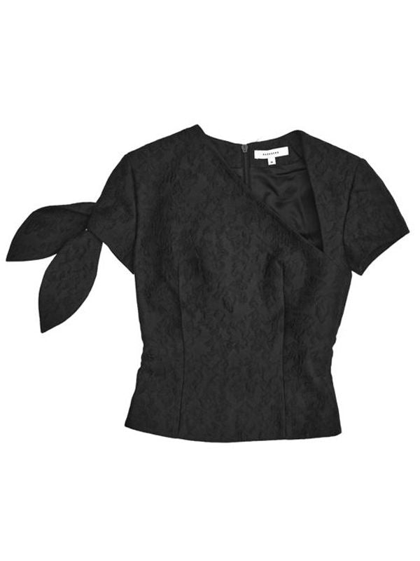 Slant Collar Fitted Blouse Top