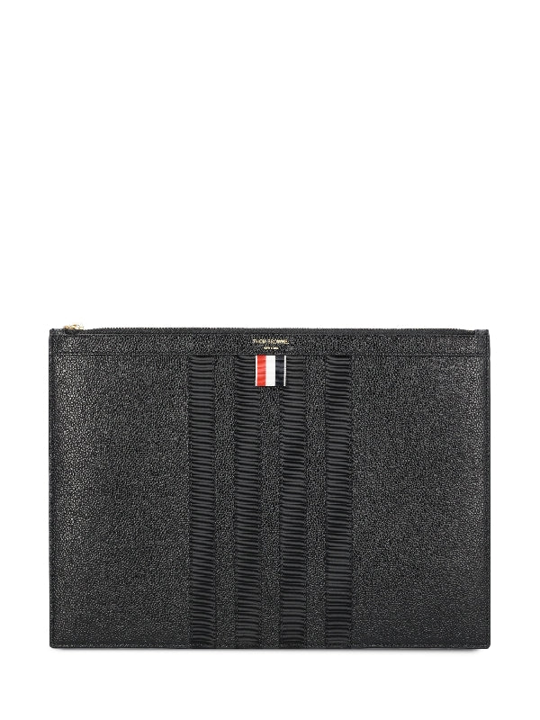 Diagonal Detail Leather Clutch Bag