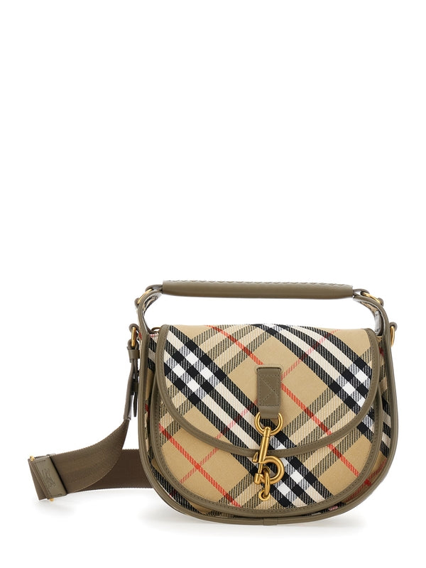 B CLIP Check Pattern Cotton Blend Crossbody Bag