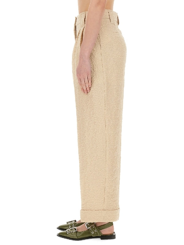 Textured Turn-Up Pants