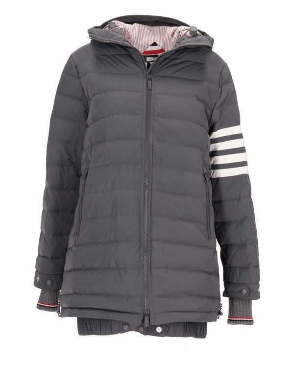 4-Bar Hooded Long Down Jacket