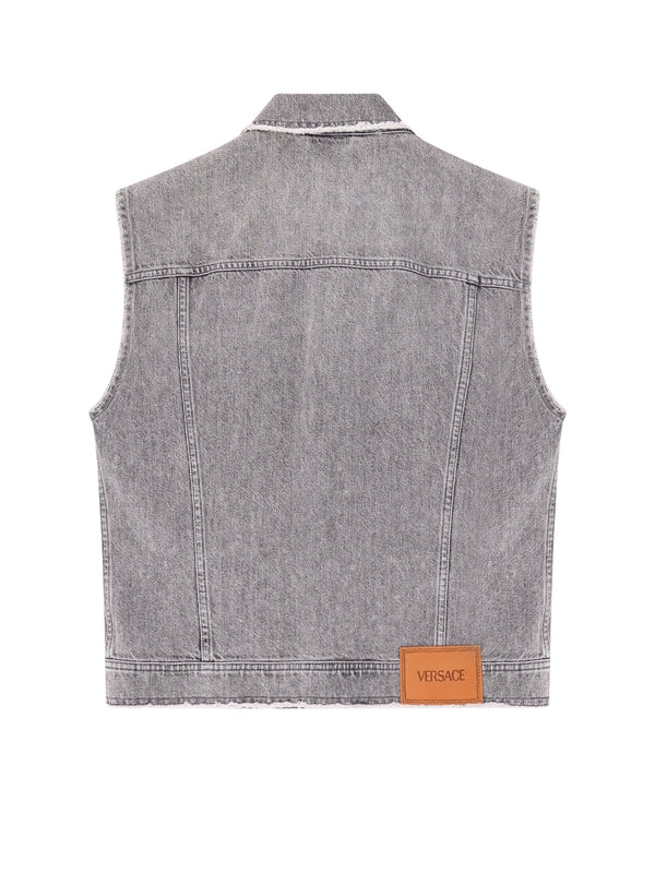 Back Logo Patch Denim Vest