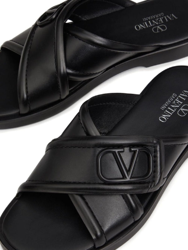 V Logo Cross Band Leather
  Sandals