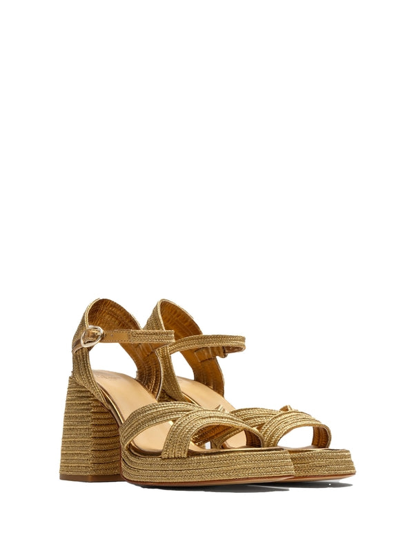 Castañer Gold Sandal Heels