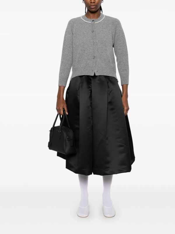 Pearl Embellished Backless Wool Cardigan