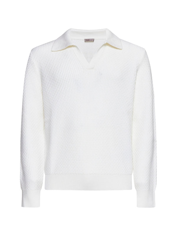 White Wool Polo Knit