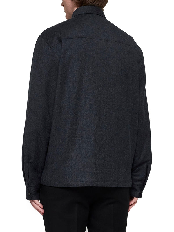 Zipper Pocket Wool Shirt