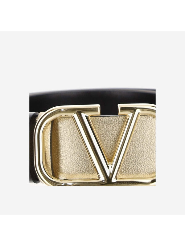 V Logo Reversible Leather Belt