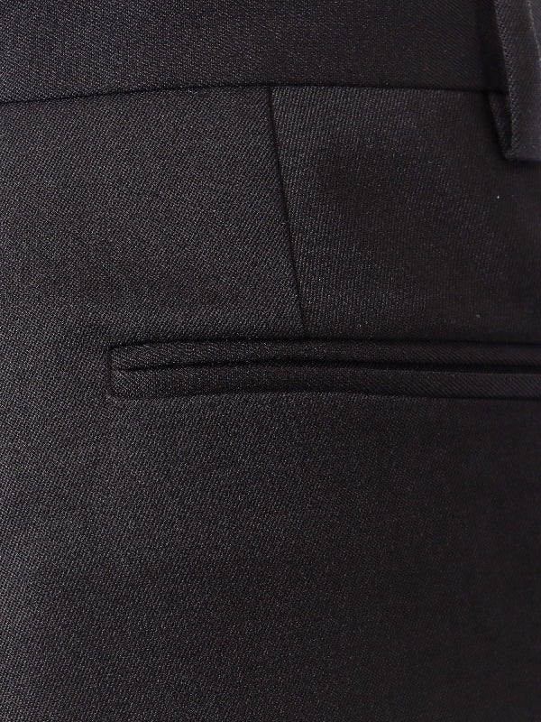 Black Wool Blend Tailored Pants