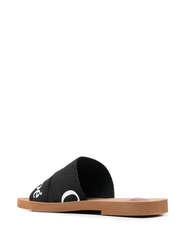 Woody Logo Linen Sandals