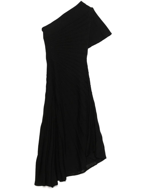 Asymmetric One Shoulder Virgin Wool Dress