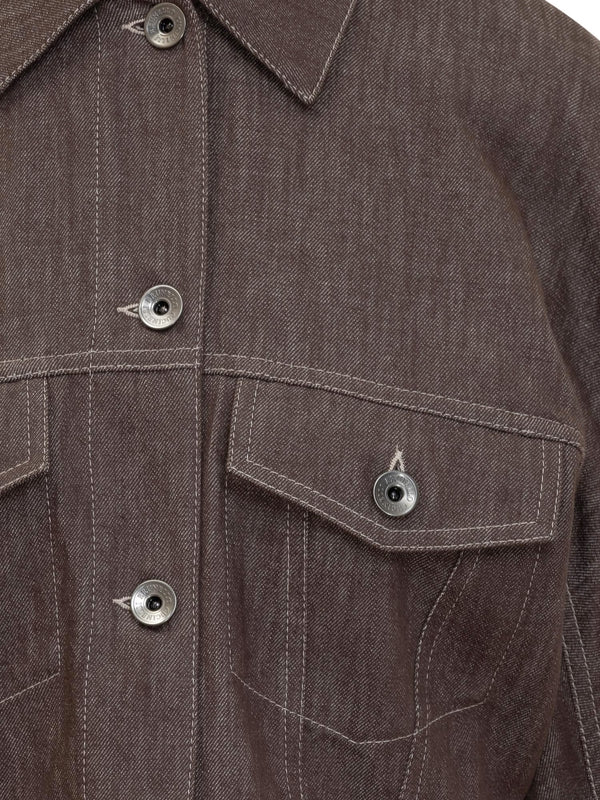 Monili Detail Crop Trucker Jacket