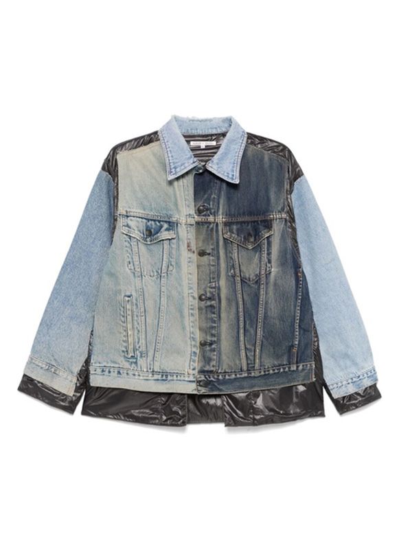 Quilting Nylon Panel Denim Jacket