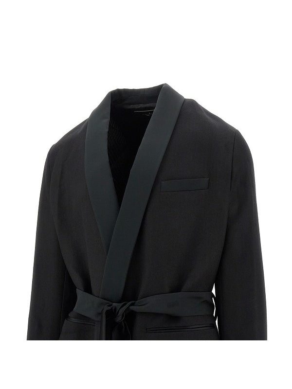 Wool Blend Belt Tailored Jacket