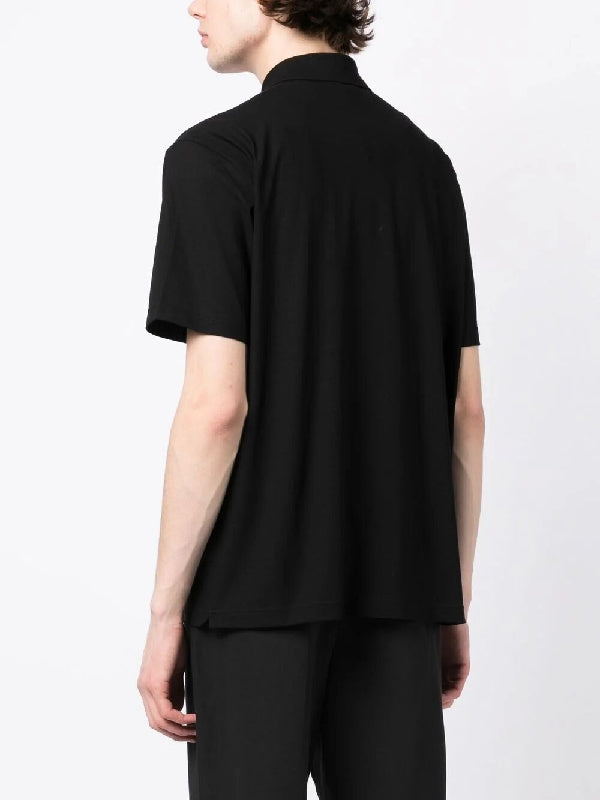 Black Cotton Polo Short Sleeve Shirt