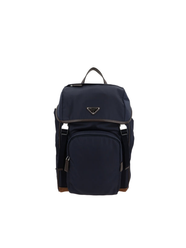 Triangle Logo Re-Nylon Leather Backpack