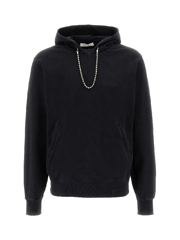 Ball Chain Detail Cotton Hoodie