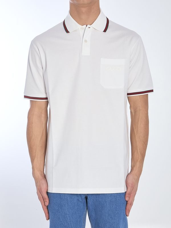 WEB Detail Cotton Blend Polo Shirt