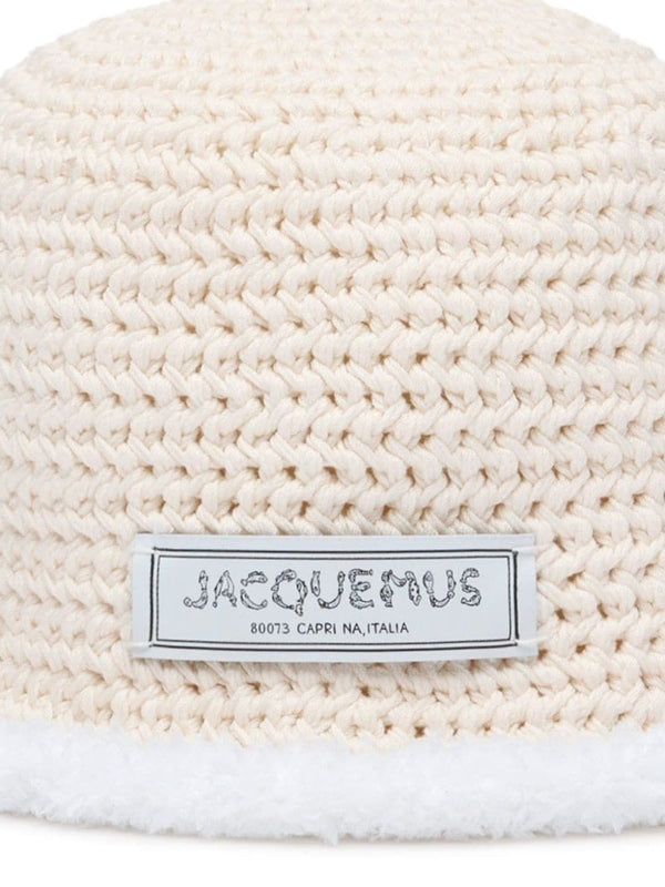 Logo Label Cable Knit Bucket Hat - Jente