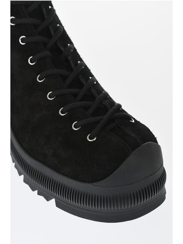 Black Leather Lace-Up Boots