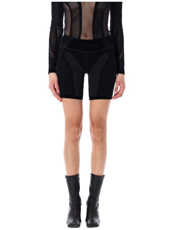 Flock Mesh Leggings Shorts