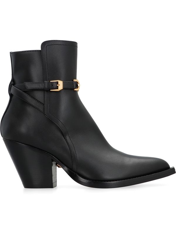 Buckle Strap Leather Ankle Boots