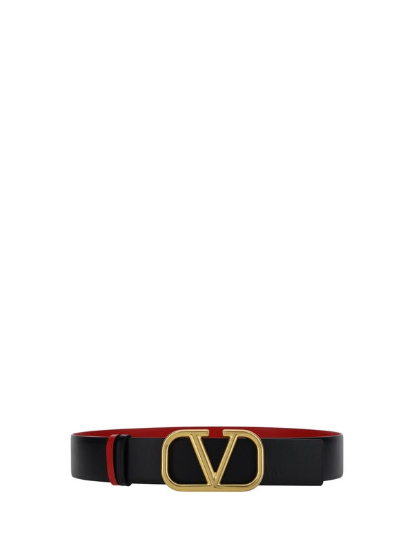 V Logo Leather Reversible Belt