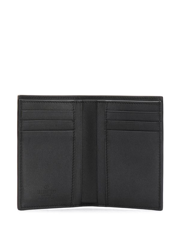 V Logo Leather Wallet