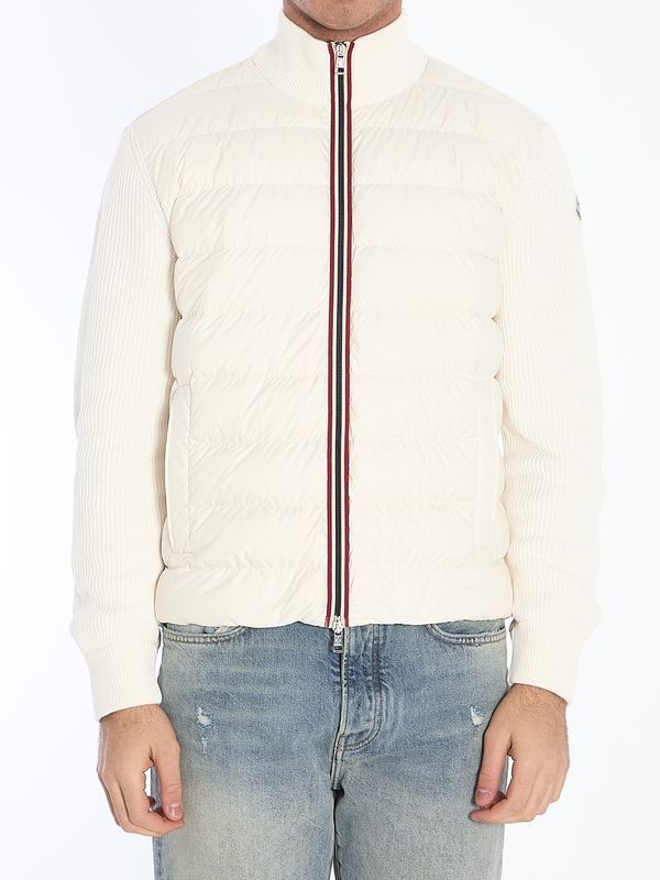 Logo Patch Knit Sleeve Padded Jacket