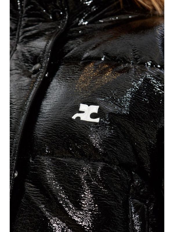 Logo Patch Vinyl High-neck Padded Jacket