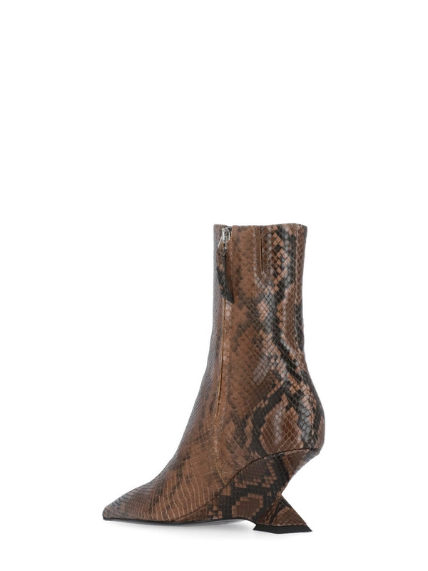 Animal Pattern Leather Ankle Boots