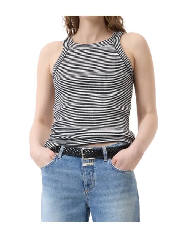 Logo Embroidery Stripe Tank
  Top