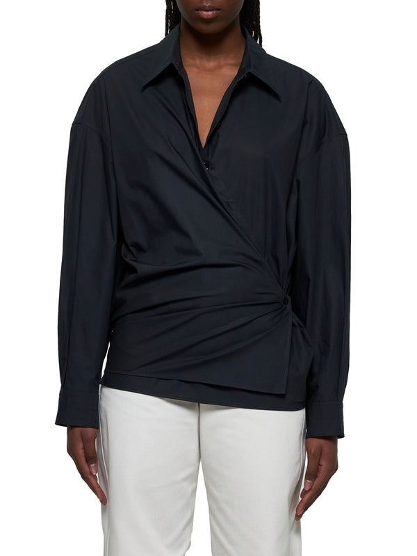 Black Asymmetric Cotton Shirt