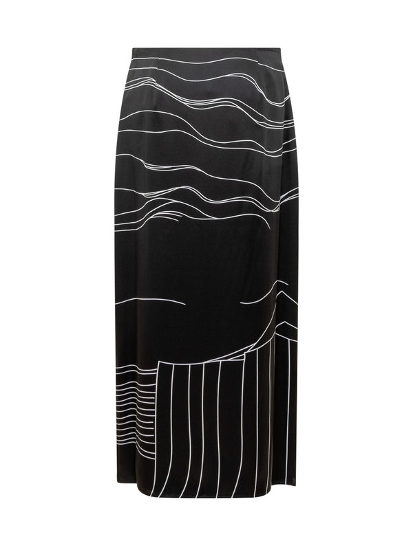 Allover Printed Silk Skirt