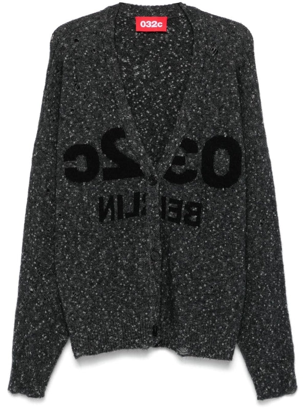 Logo Jacquard Wool Blend Cardigan