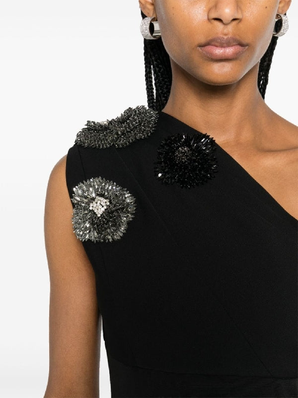 Crystal Detail One-Shoulder Dress